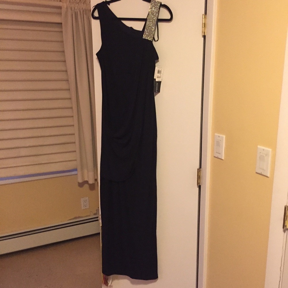 Brand New Navy Draped Dress For Black Tie Event